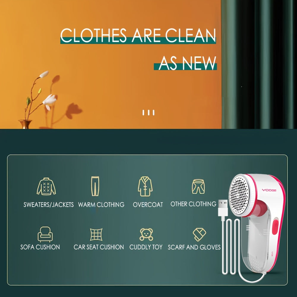 USB Powered Fabric Shaver for Removing Lint Balls and Fuzz from Clothing and Upholstery