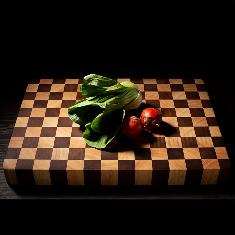 Large Vintage Wood Cutting Board Checkered Butcher Block Kitchen Chopping Board