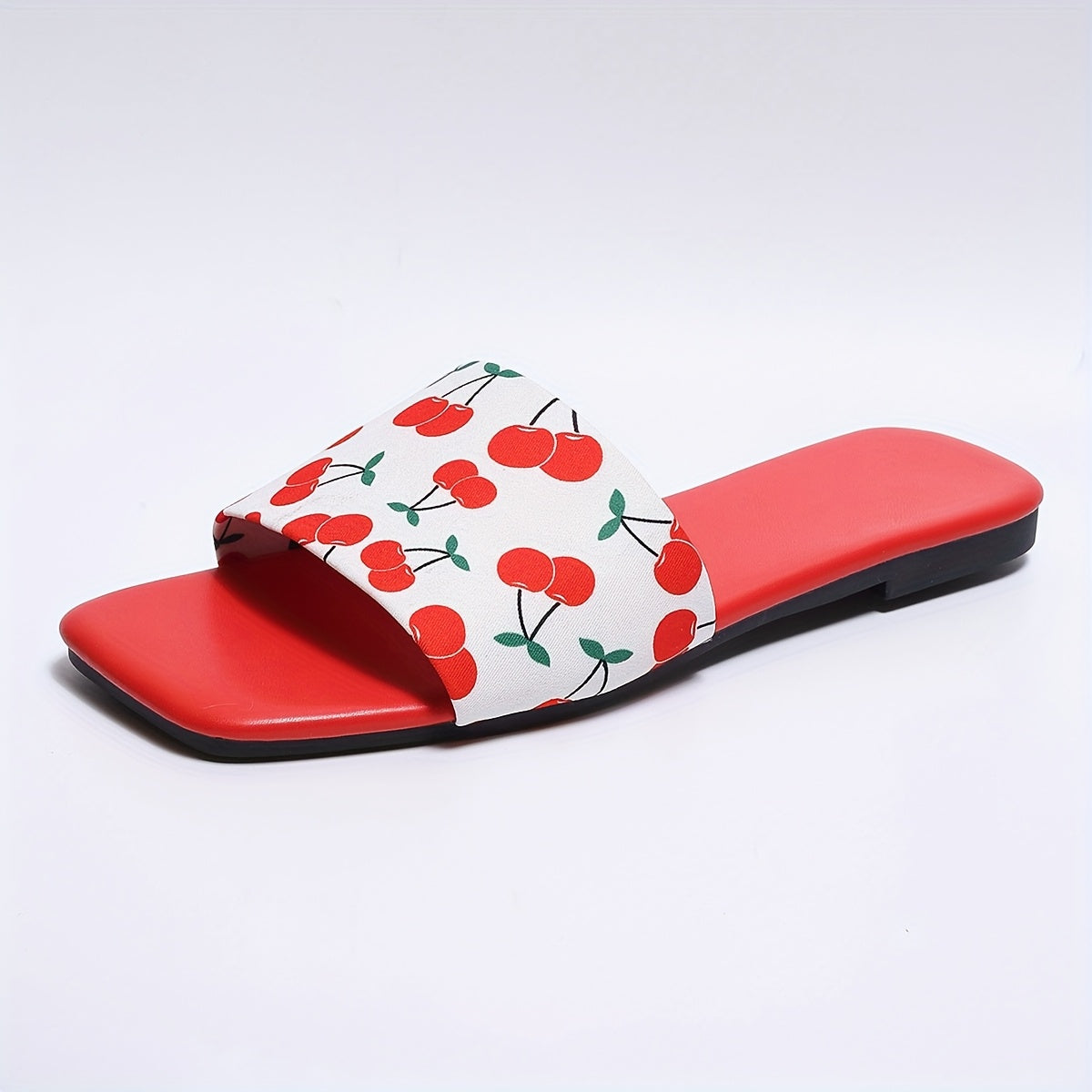 Women Flat Sandals Red Cherry Summer Flip Flops Casual Shoes