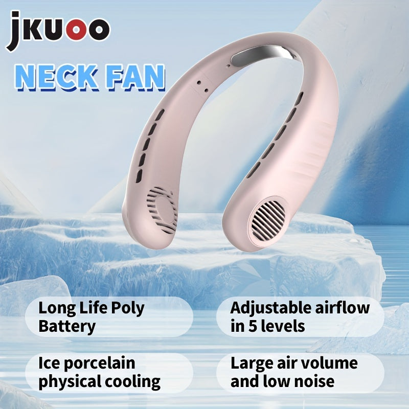 Mini USB Neck Fan 5-Speed Adjustable Rechargeable Lithium Battery Portable Wearable Cooling Fan for Travel Outdoor Sports