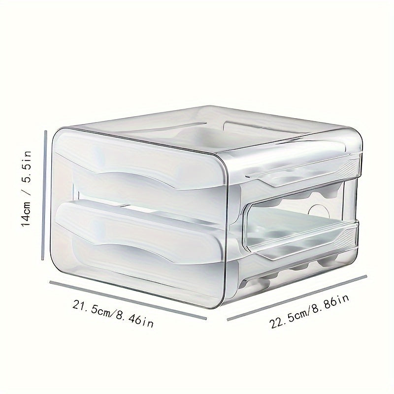 Stackable Egg Storage Box with Dual Drawers, Shockproof, Sealable, 32 Compartments