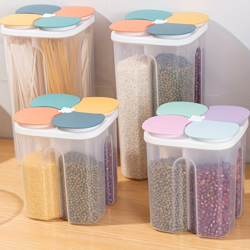 Moisture-Proof Cereal Jar with Divided Compartments for Kitchen Storage