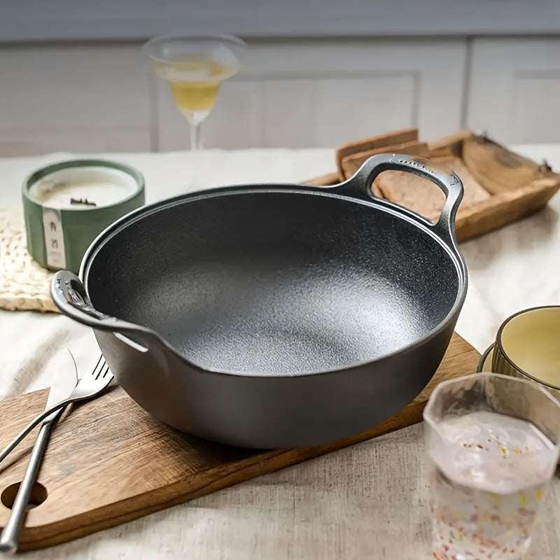 Cast Iron Skillet 10 Inch Non-Stick Pre-Seasoned Dual Handle for Cooking and Grilling