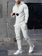 Men's Casual Sportswear Set Hooded Long Sleeve Top and Joggers Polyester Blend Spring Fall Outdoor