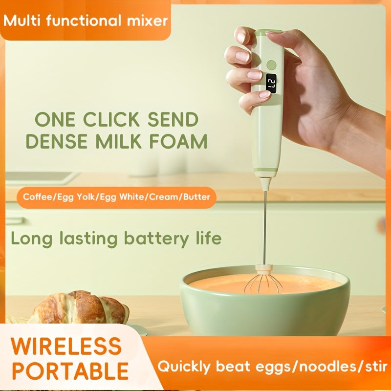 Electric Handheld Mixer with Digital Display 3-Speed Whisk for Eggs and Cream