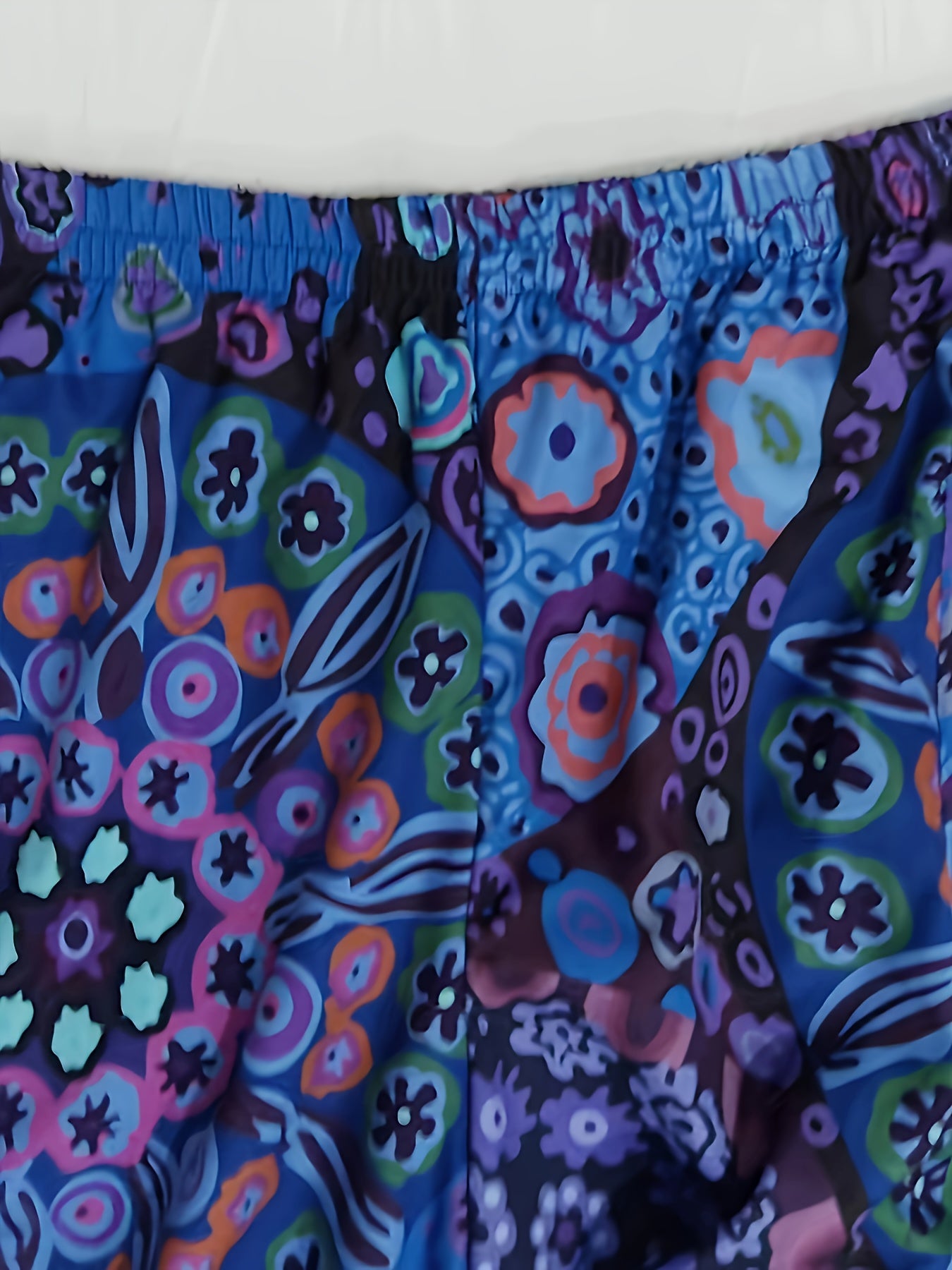 Women's Wide Leg Pants with Pockets Paisley Floral Print High Waist