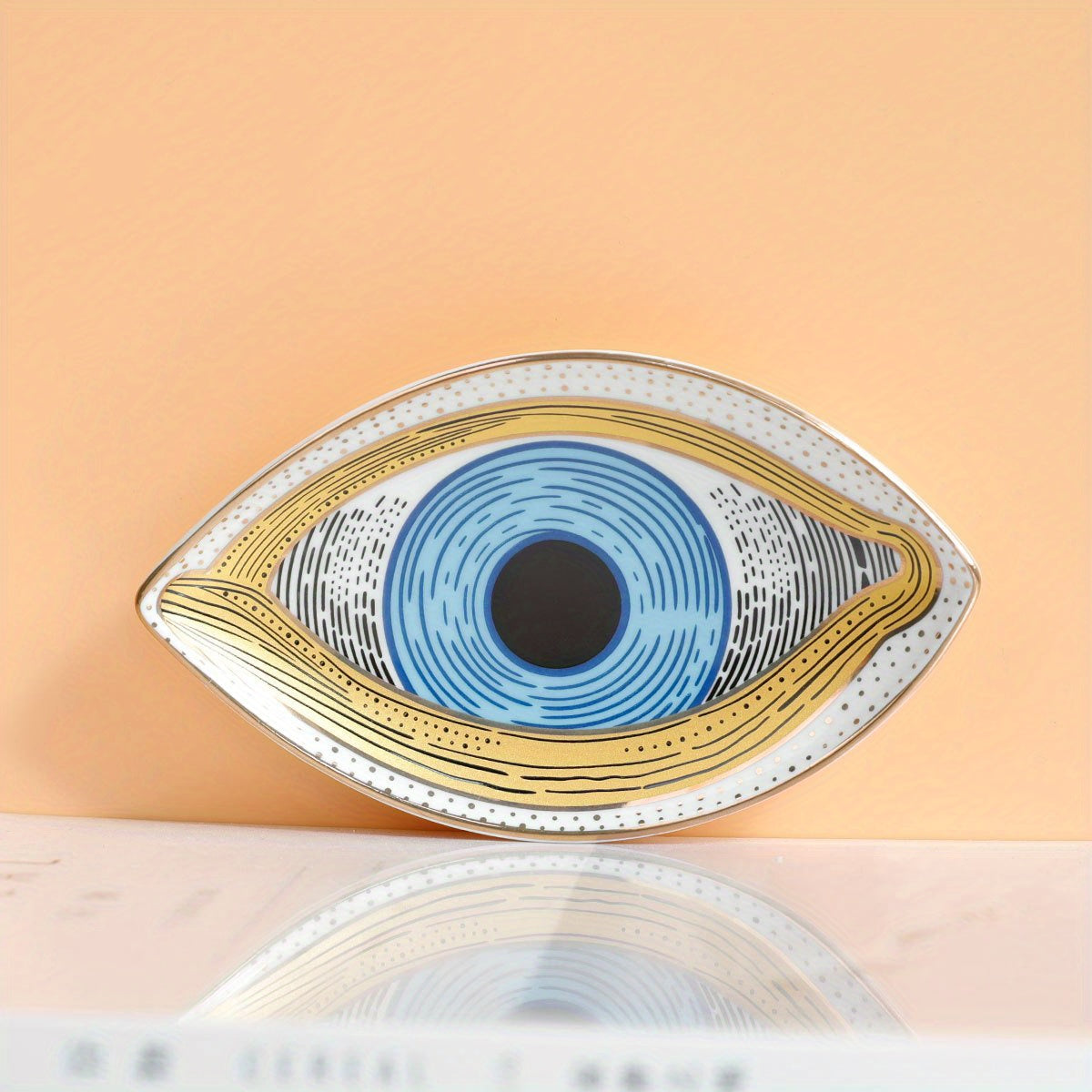 Ceramic Jewelry Tray with Devil's Eye Design for Rings Earrings and Necklaces