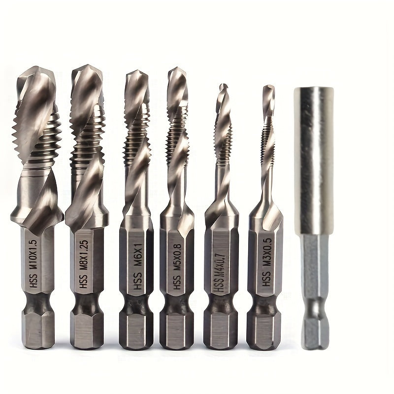 Titanium Drill Tap Set 6-Piece M3-M10 for Wood Plastic Metal