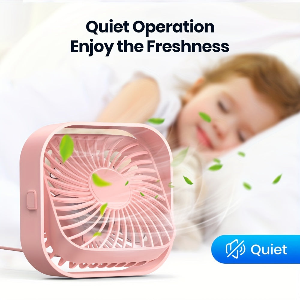 Mini USB Desk Fan Portable Quiet Table Fan with High Airflow for Bedroom RV Ventilation