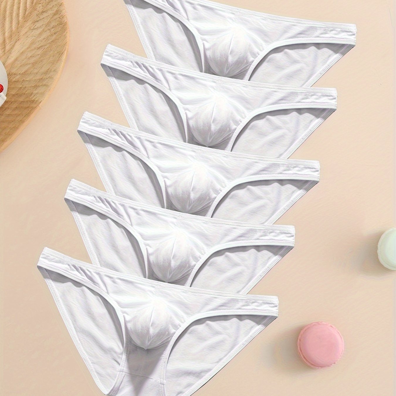 Men's Low Waist Butt Lifting Triangle Briefs Breathable Cotton Underwear Set