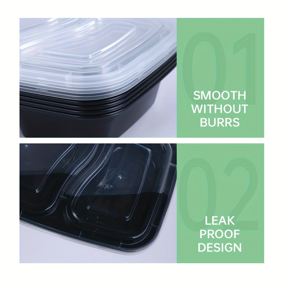 30 juegos de 50 recipientes de plástico negro para alimentos, 30 oz, a prueba de fugas, aptos para microondas
