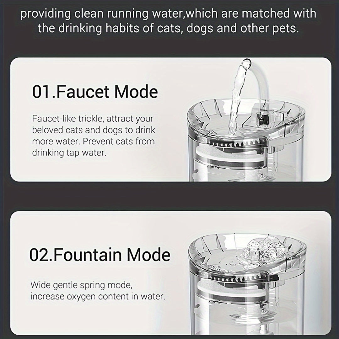 1.8L Transparent Cat Water Dispenser with Faucet and Filter