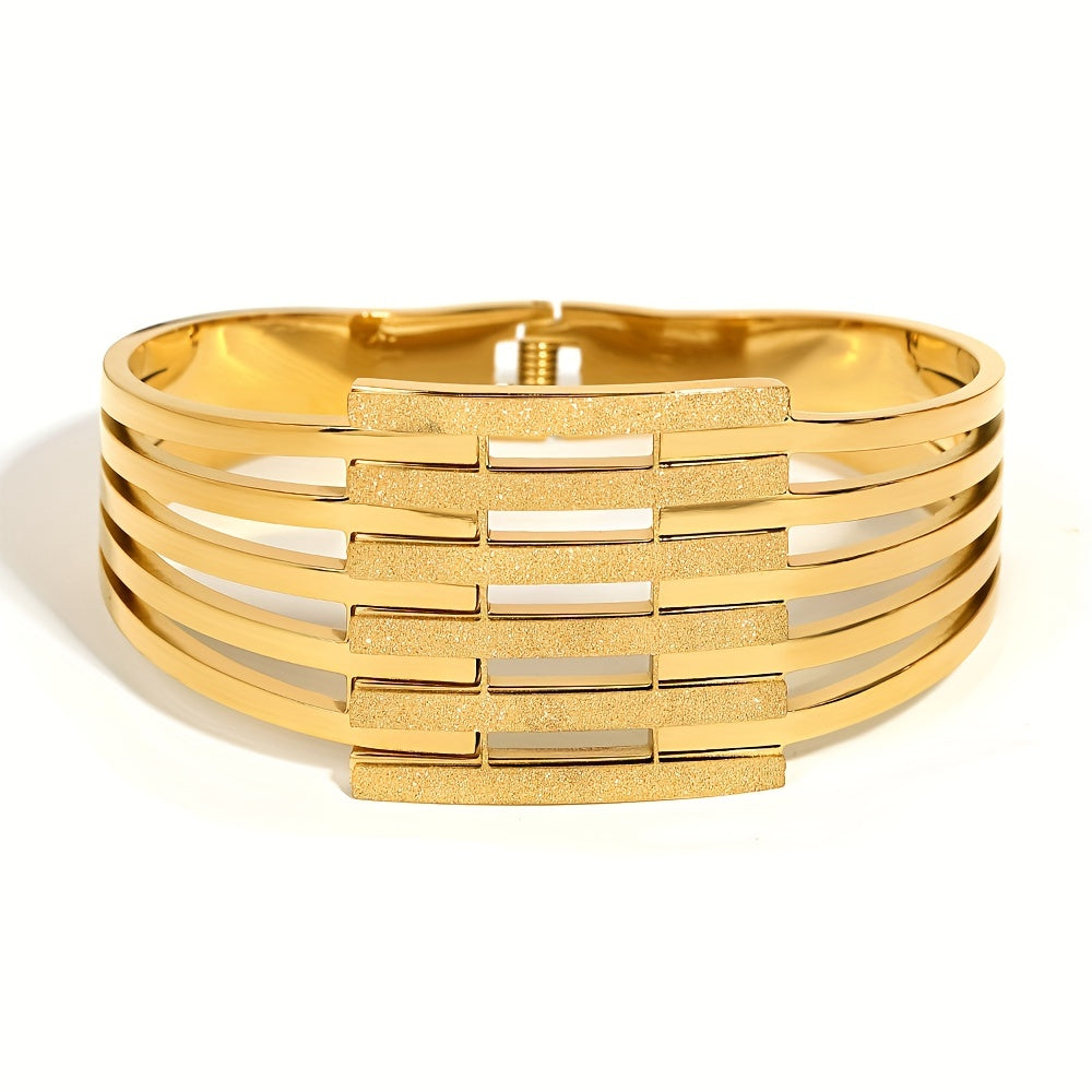 Pulsera ancha de acero inoxidable dorado grueso para hombres y mujeres, pulsera de fiesta, regalo