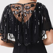 Beaded Sequin Embellished Evening Cape with Shawl for Bridal and Formal Wear