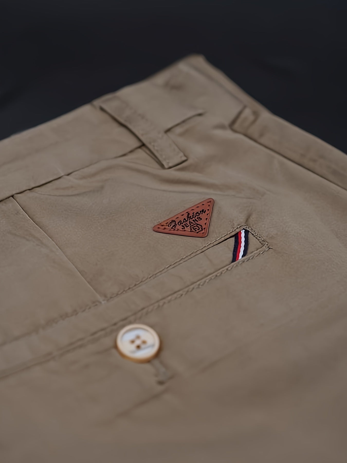 Pantalones rectos de poliéster y algodón sólidos para hombre con bolsillos para actividades al aire libre