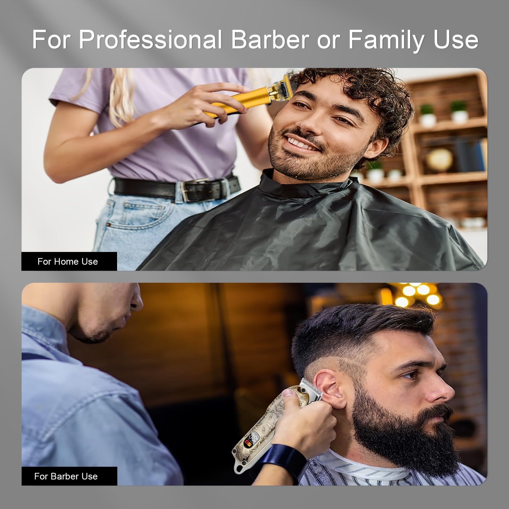 Set de cortapelos y recortadora profesional de 3 piezas, uso inalámbrico para barberos
