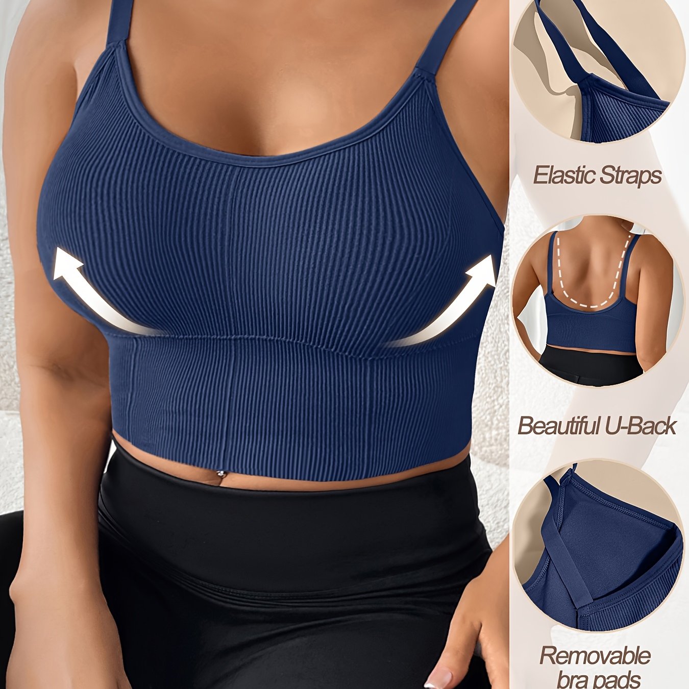 Plus Size Sports Bra High Elasticity Removable Pads Backless Yoga Running