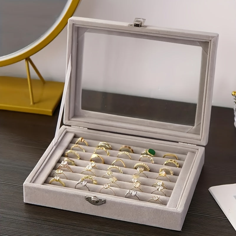 Velvet Jewelry Box with Dust Cover for Rings Earrings Necklaces Storage Organizer