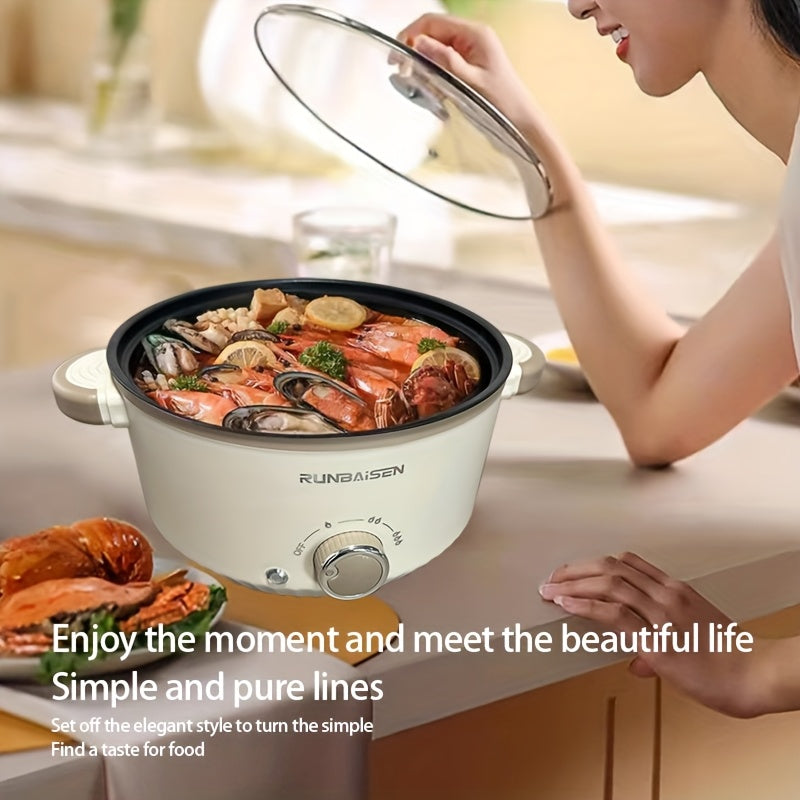 Double-layer electric cooker with steaming and boiling functions for home, office, outdoor, camping, and gatherings