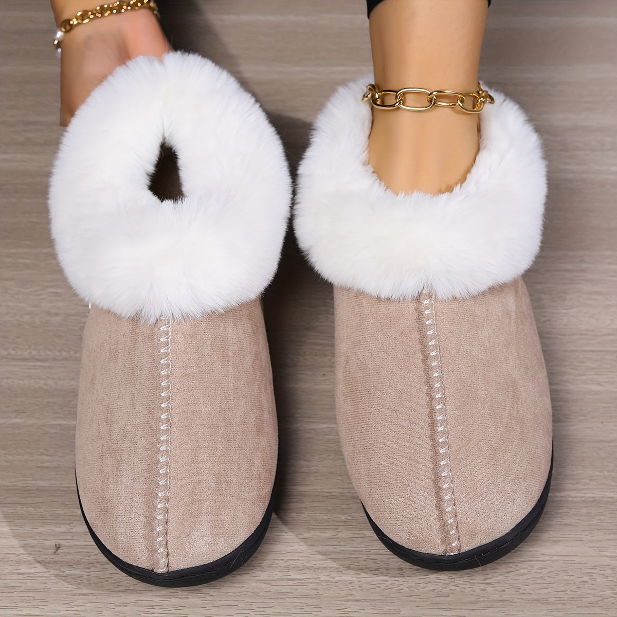 Women's Plush Lined Slippers Solid Color Cozy Home Slip Ons