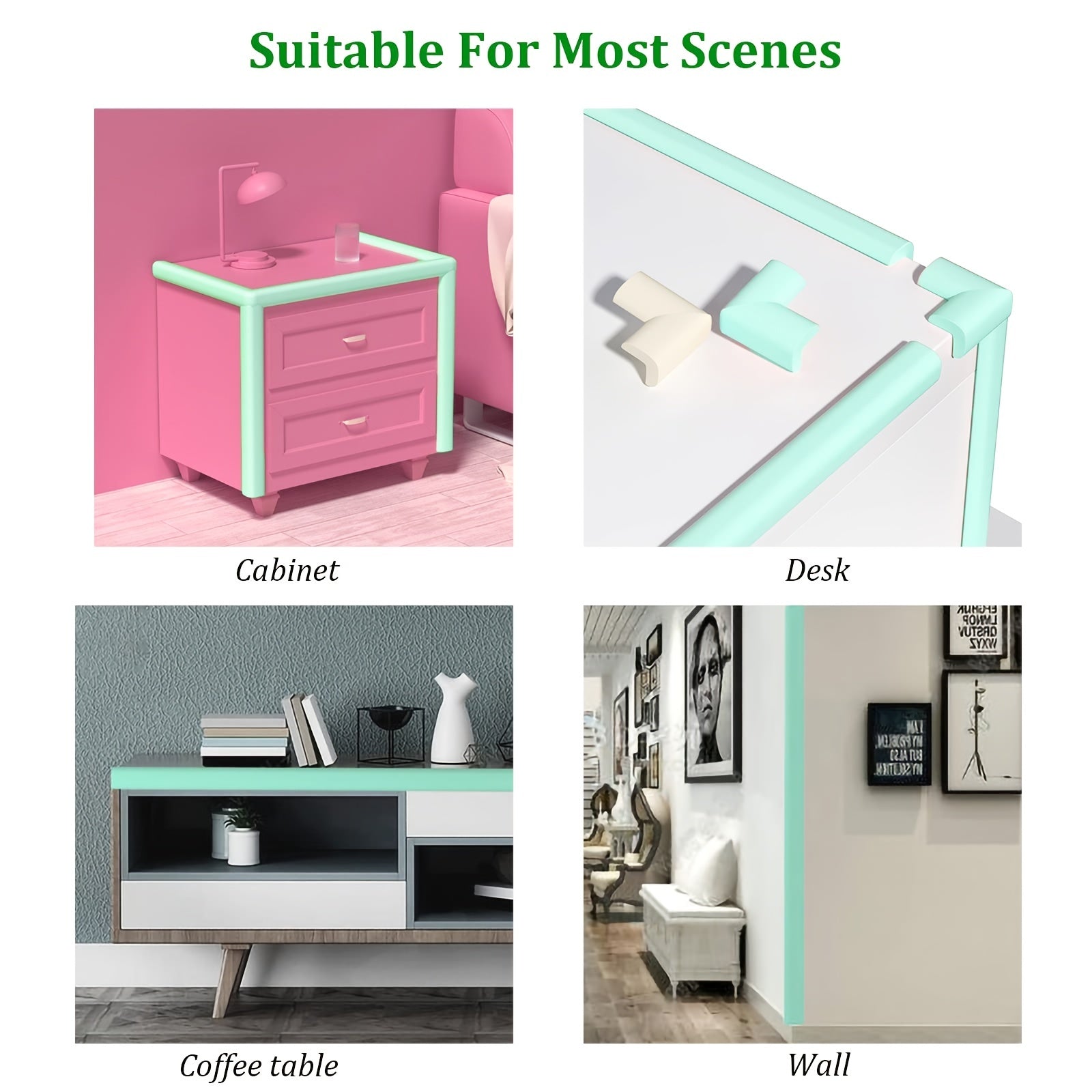 Child Safety Corner Bumpers Edge Protectors Nitrile Foam Gray Pink Ivory White