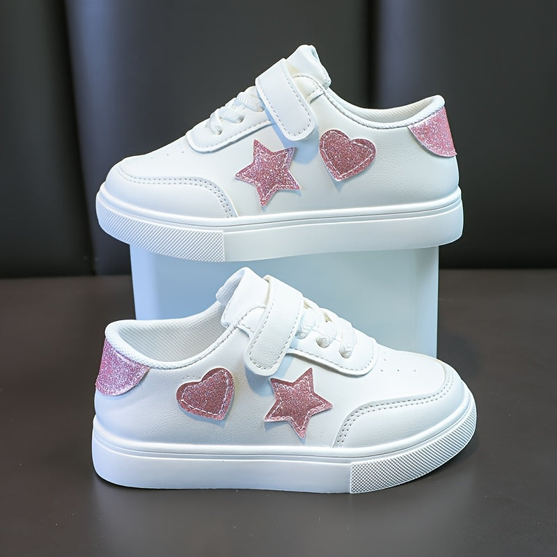 Kids Girls Boys Sneakers with Heart and Star Designs Lightweight Comfortable Year-Round Wear