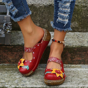 Women's Floral Wedge Shoes Lightweight Closed-Toe Slip-Ons for Spring
