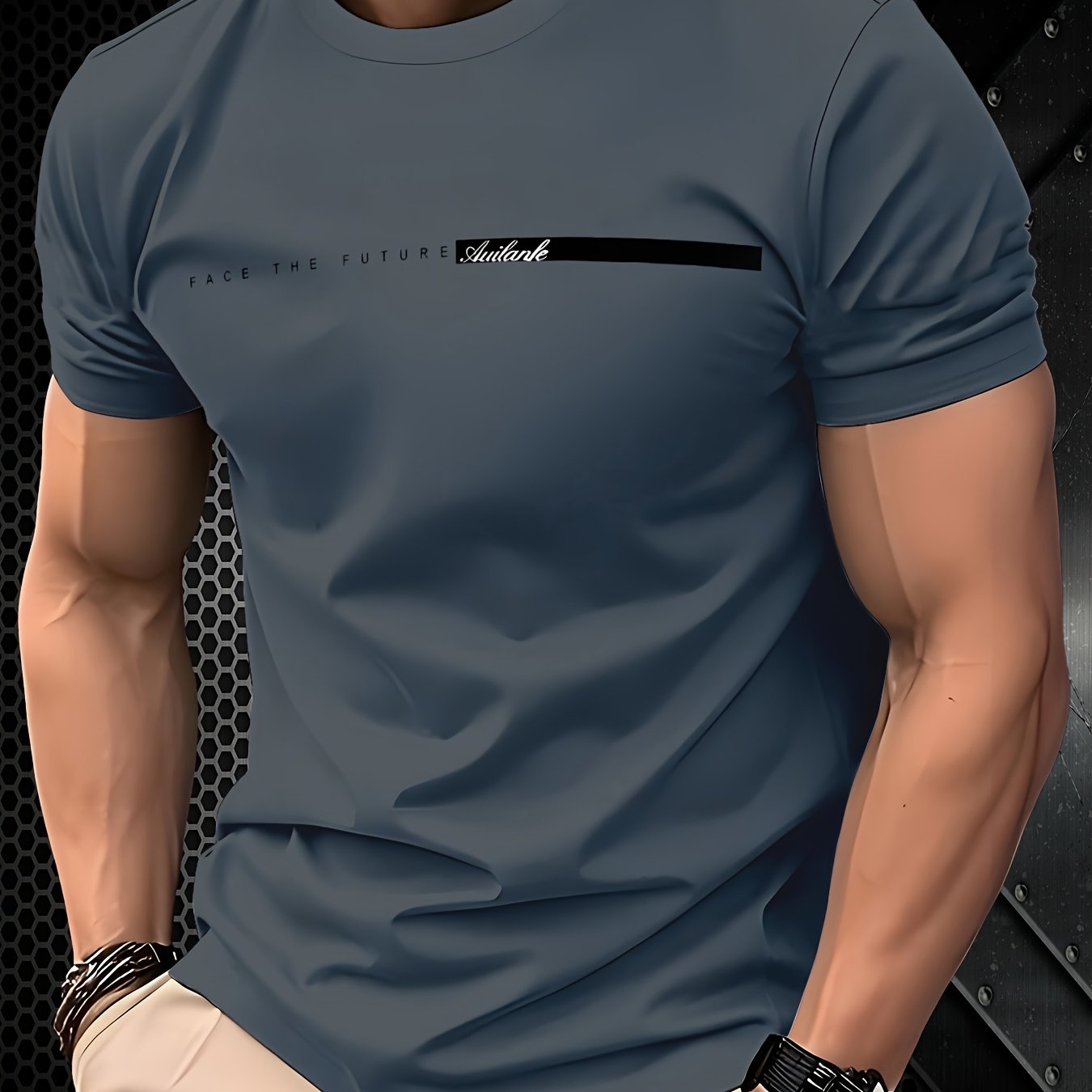 Men's Polyester T-Shirt with 3D Print Crew Neck Casual Short Sleeve