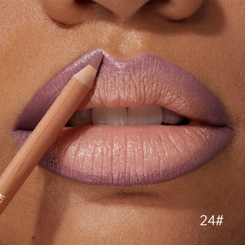 Lápiz delineador de labios mate para mujer, 12 colores, de larga duración, a prueba de manchas
