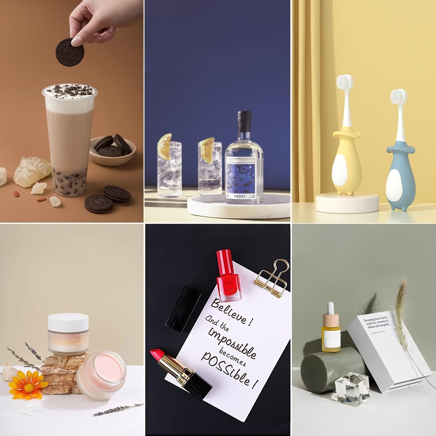 6pcs Double-Sided Morandi Color Photography Background Paper 87x57cm Waterproof Reusable Flat Lay Backdrops