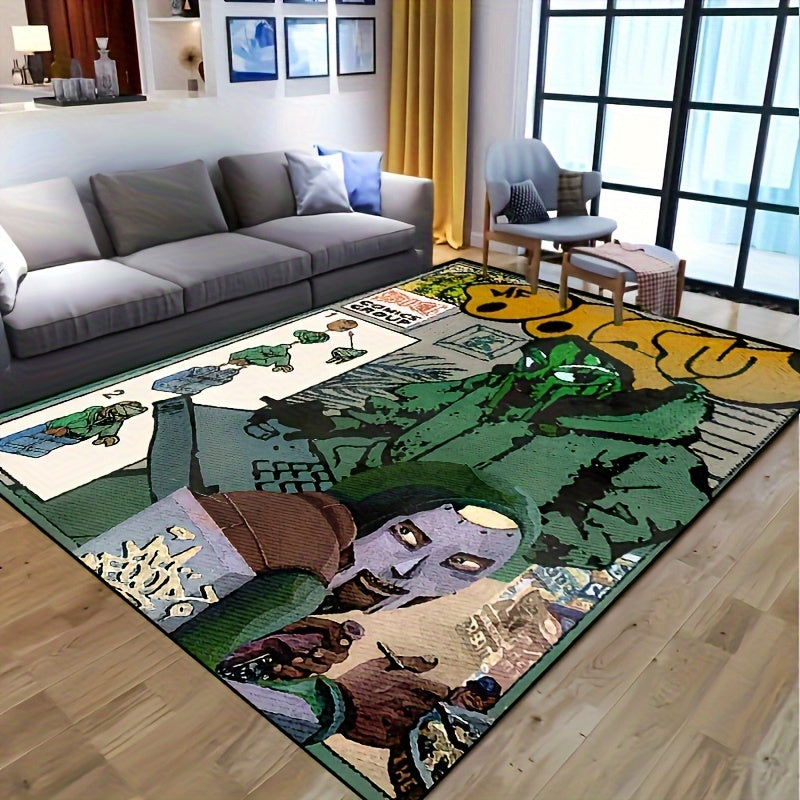 Green Toy Building Blocks Rug Non-slip Indoor Outdoor Entryway Living Room Bedroom Nursery Area Tapestry