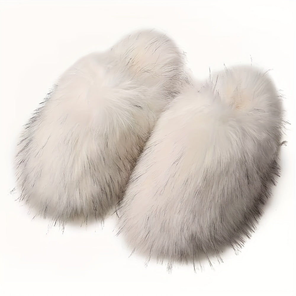 Women's Fluffy Faux Fur Slippers Soft Sole Cozy Winter Fuzzy Shoes