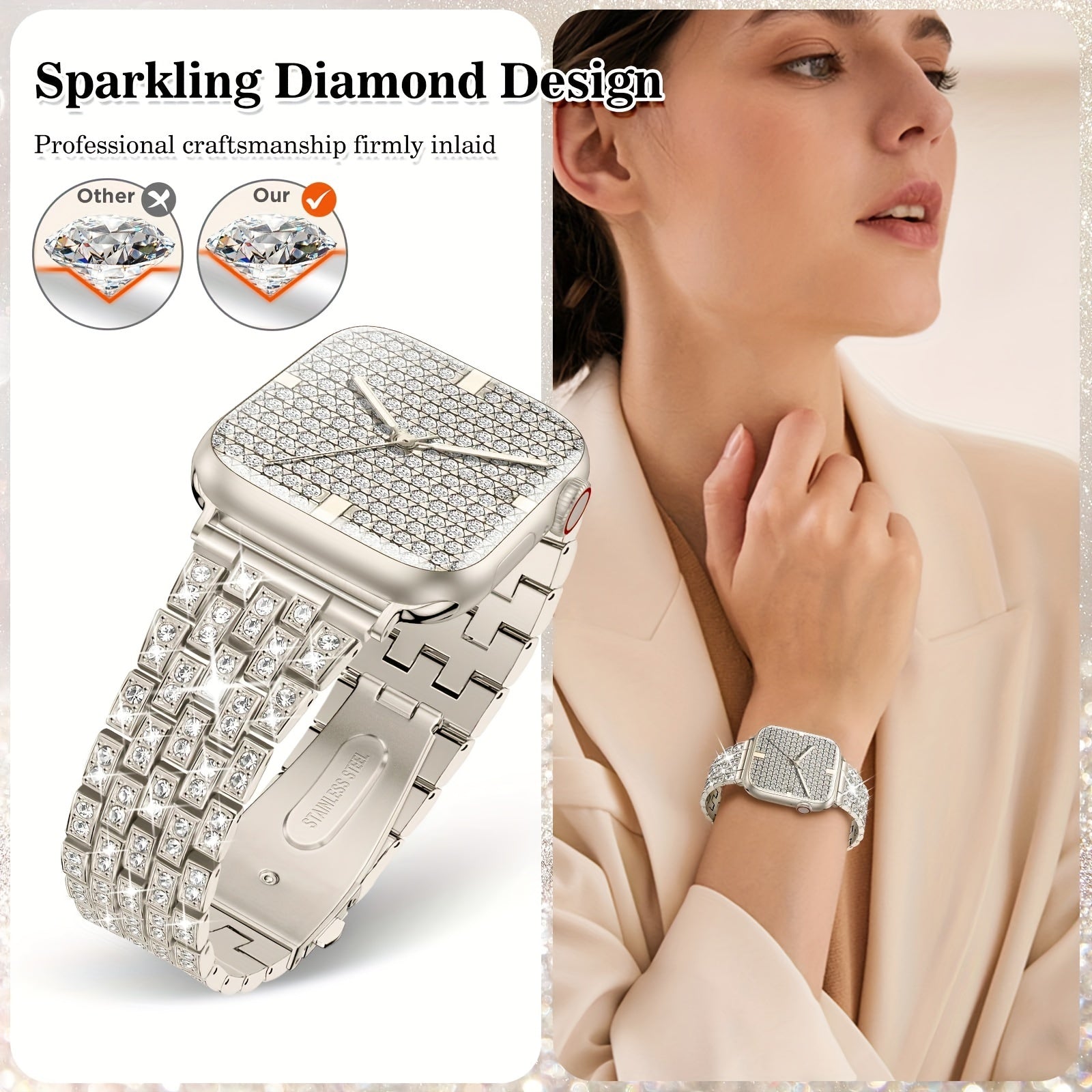 LUOHIA блестящий и красивый браслет для iWatch, подходит для Ultra Series 1-10 и SE.