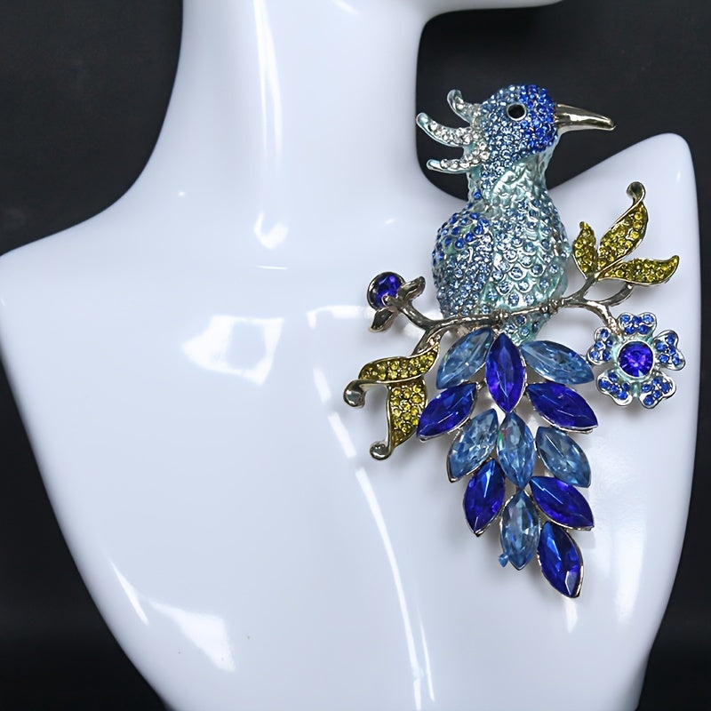 Retro-Style Alloy Hand-Painted Bird Brooch with Rhinestones for Women