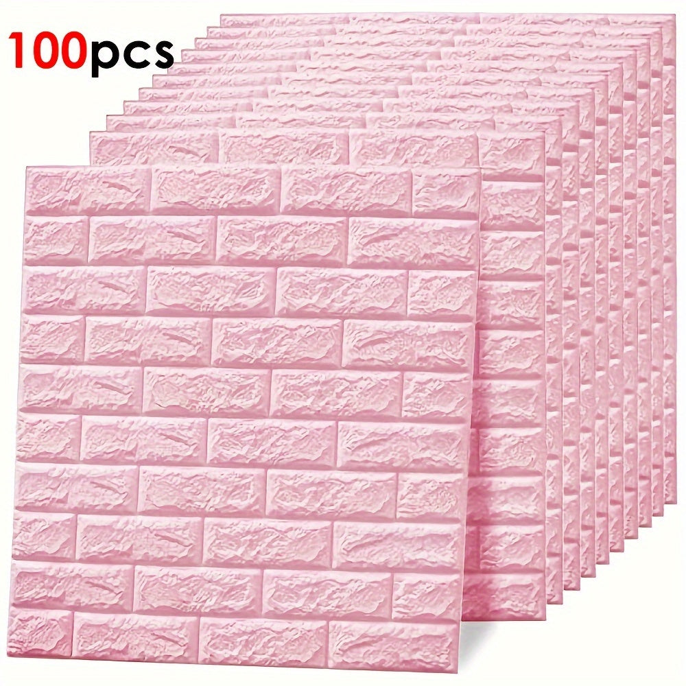 Pack de 5, 10 o 20 paneles de pared de vinilo rosa, adhesivos autoadhesivos impermeables en 3D, para decoración del hogar