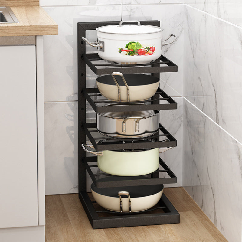 Adjustable Metal Kitchen Pot Rack Organizer with Multi-Tier Storage Stand