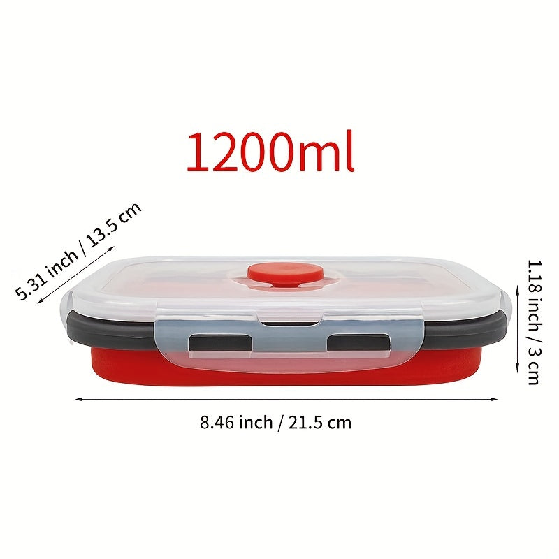 Set of Four Collapsible Silicone Food Storage Containers Stackable Meal Prep Bowls