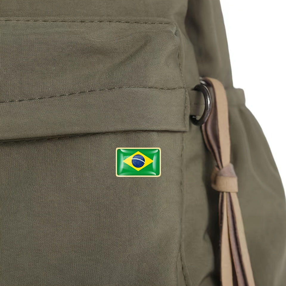 Vintage uslubidagi 20 ta Braziliya bayrog'i emal pinlari, kvadrat qotishma broshlar, ayollar uchun qiziqarli moda aksessuarlar