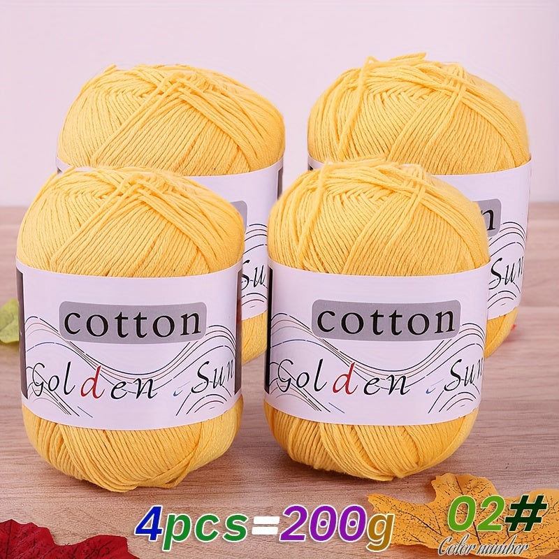 4pcs Cotton Yarn Medium Weight for Crocheting Knitting Multicolor Gradient Autumn Leaves Design