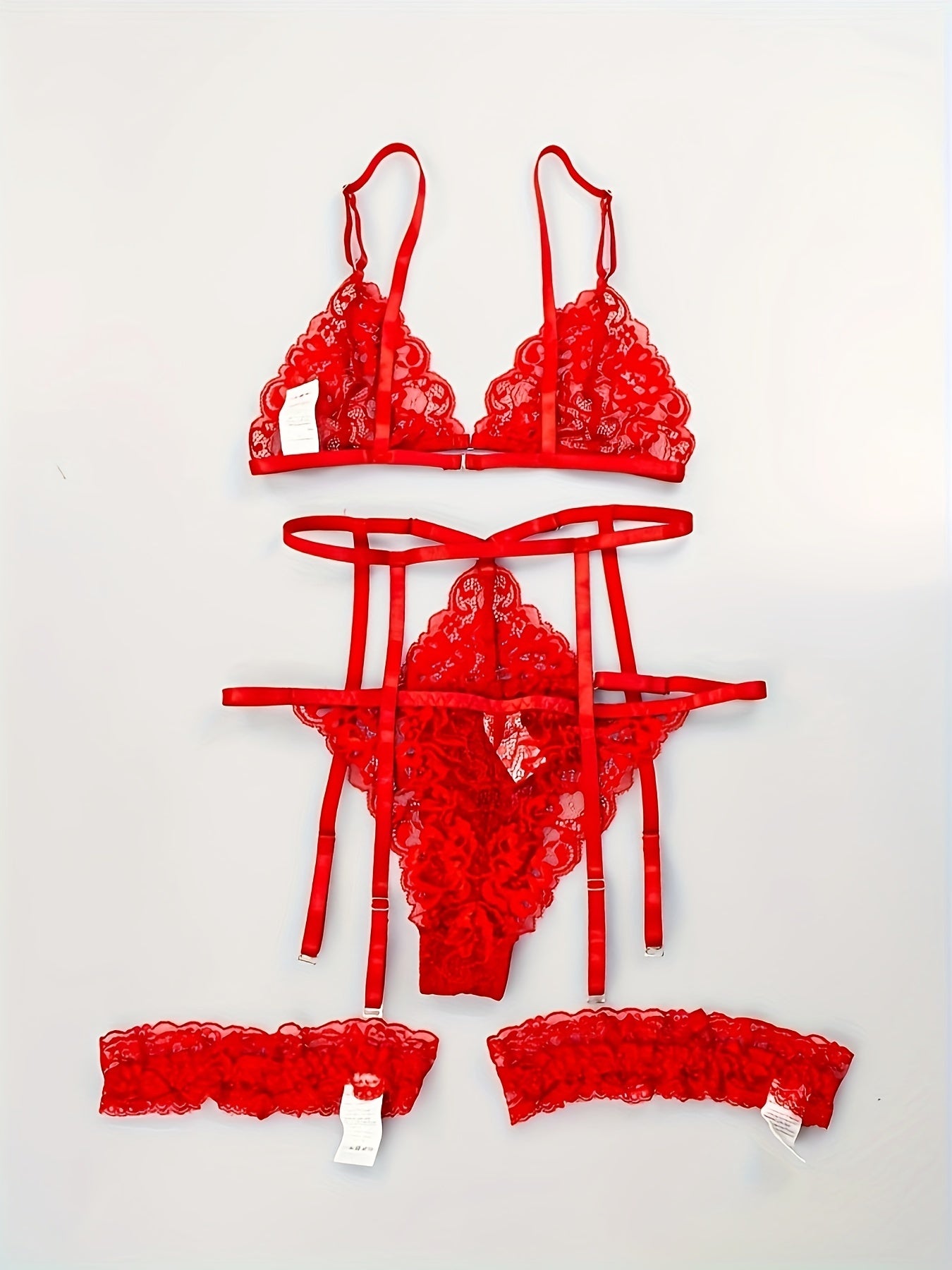 Sexy Lace Lingerie Set for Women with Garter and Leg Ring for Fall and Winter