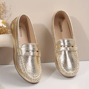 Ayollar uchun Glitter sintetik Mary Jane flats, oson kiyinadigan, dumaloq burchakli, sirpanishga qarshi poyabzal