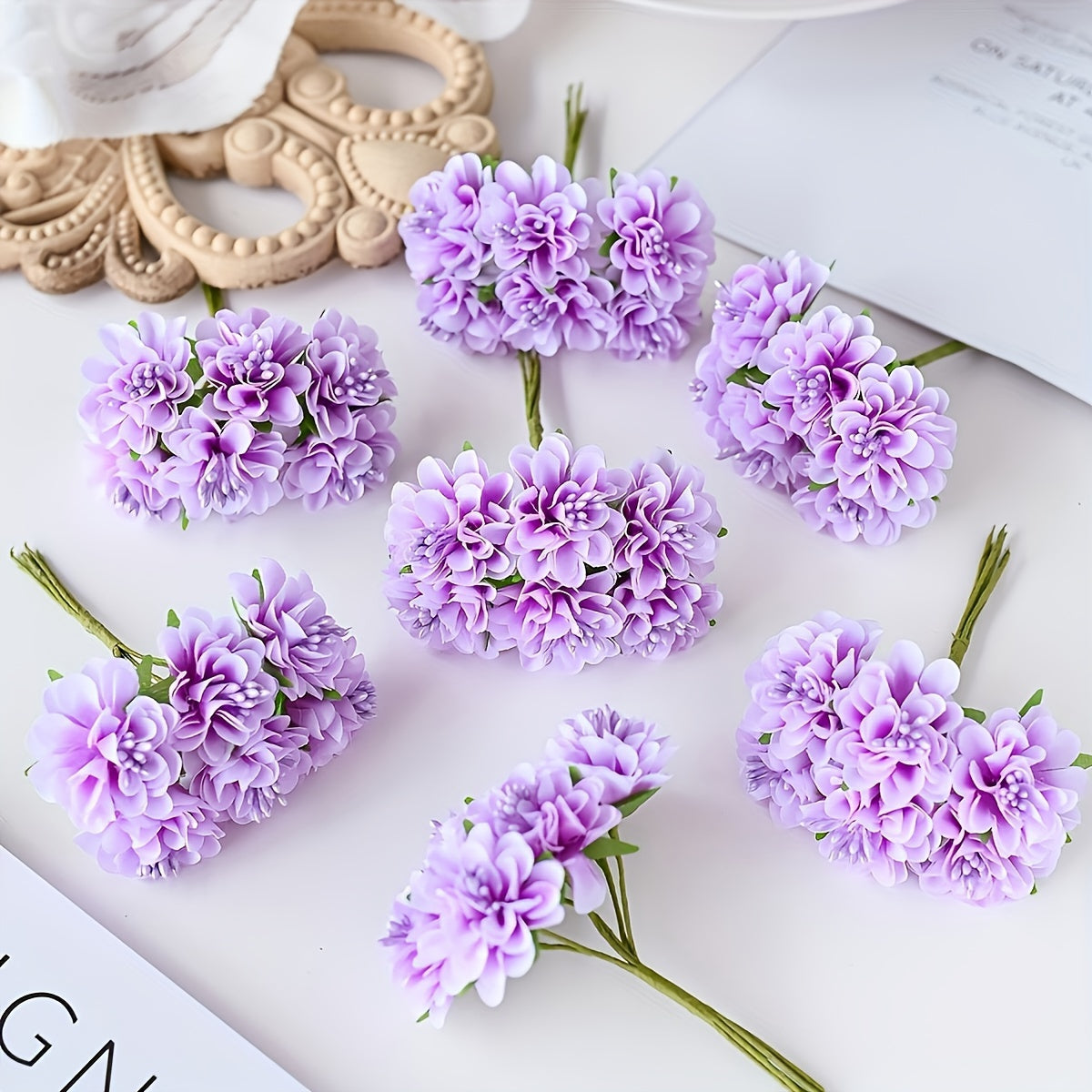 Mini Artificial Hydrangea Bouquet with 6 Heads Plastic Carnation Flowers for Home Decor Weddings