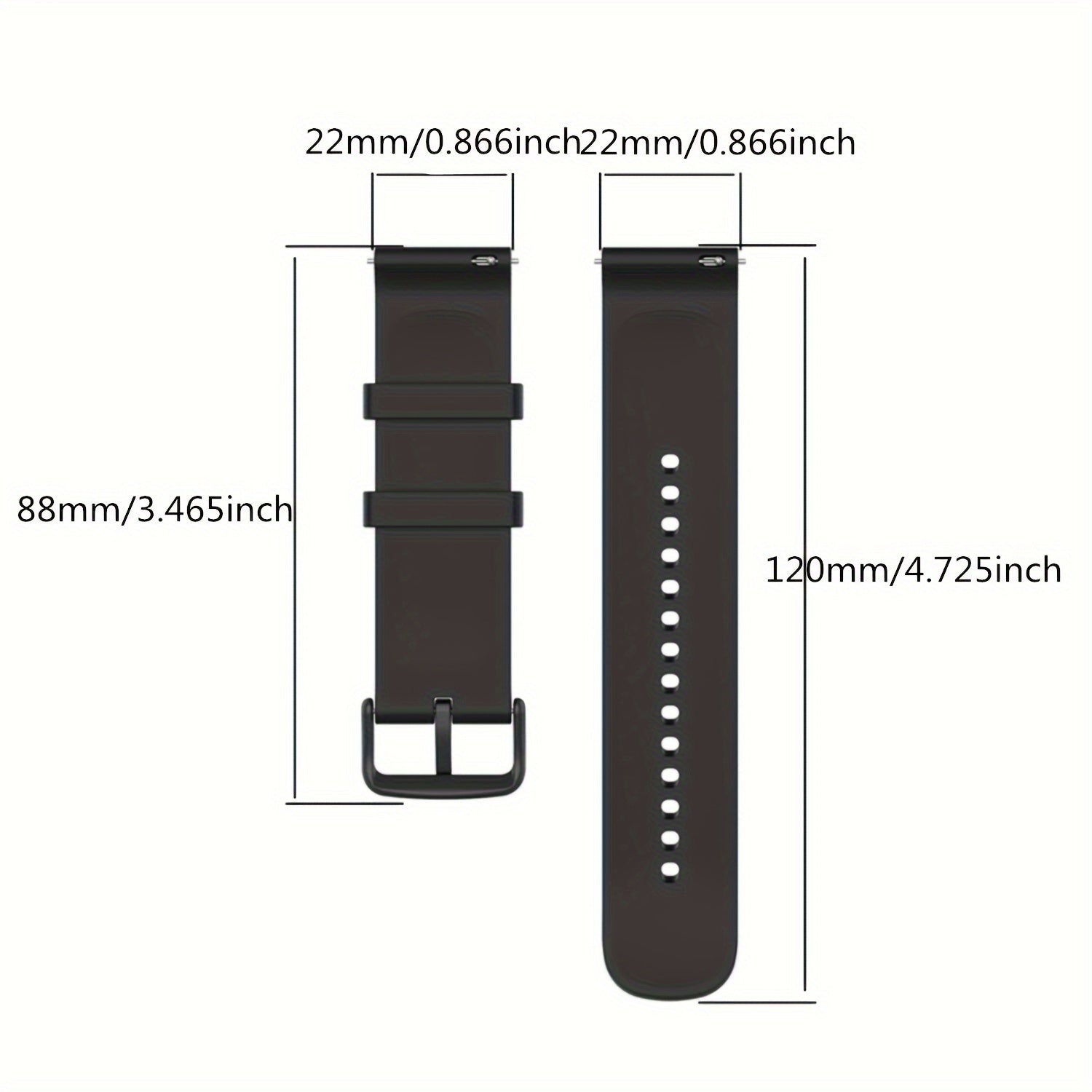 Silicone Smartwatch Band 20mm 22mm Adjustable Butterfly Clasp Compatible with Various Brands