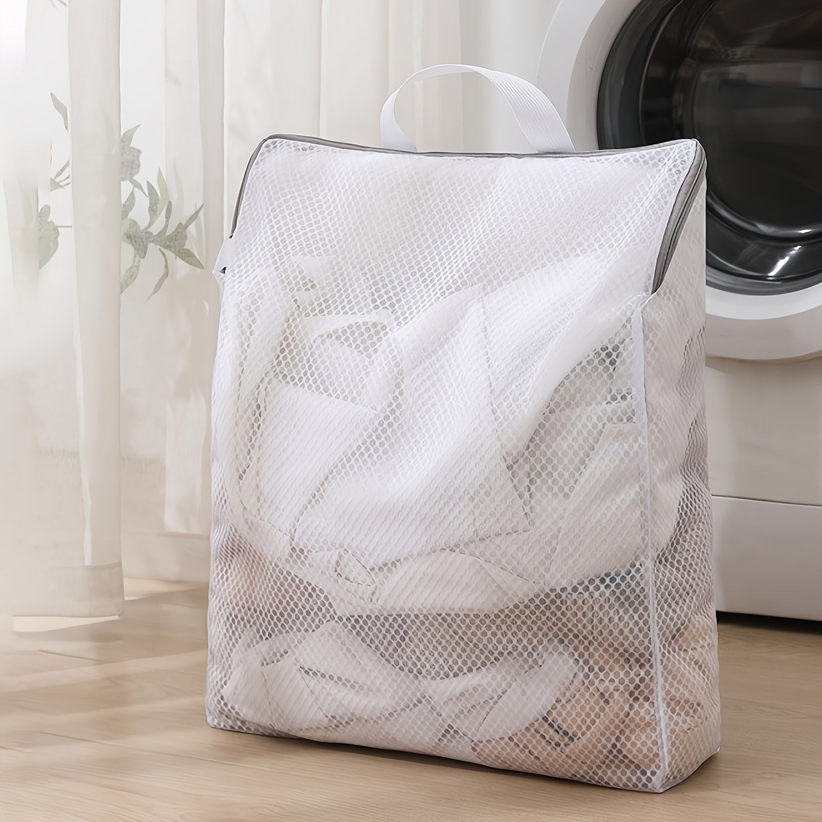 Bolsa de lavado de tela tejida para delicados con cremallera organizador de almacenamiento de malla de poliéster