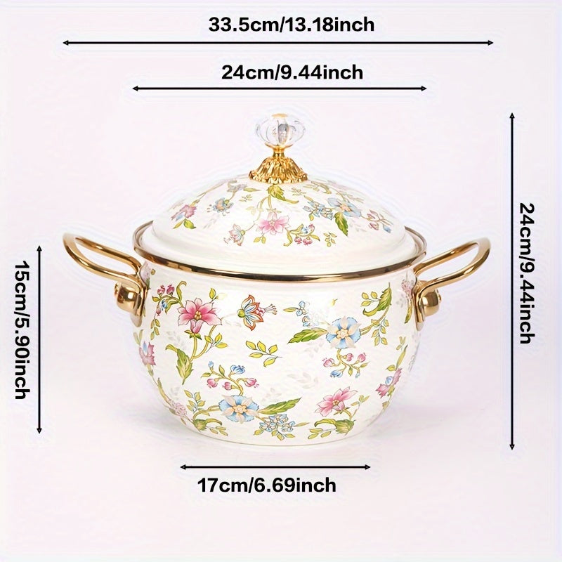 Rang-barang emal olma shaklidagi qozon, pishirish va xizmat qilish uchun, issiqlikka chidamli, oson tozalanadi