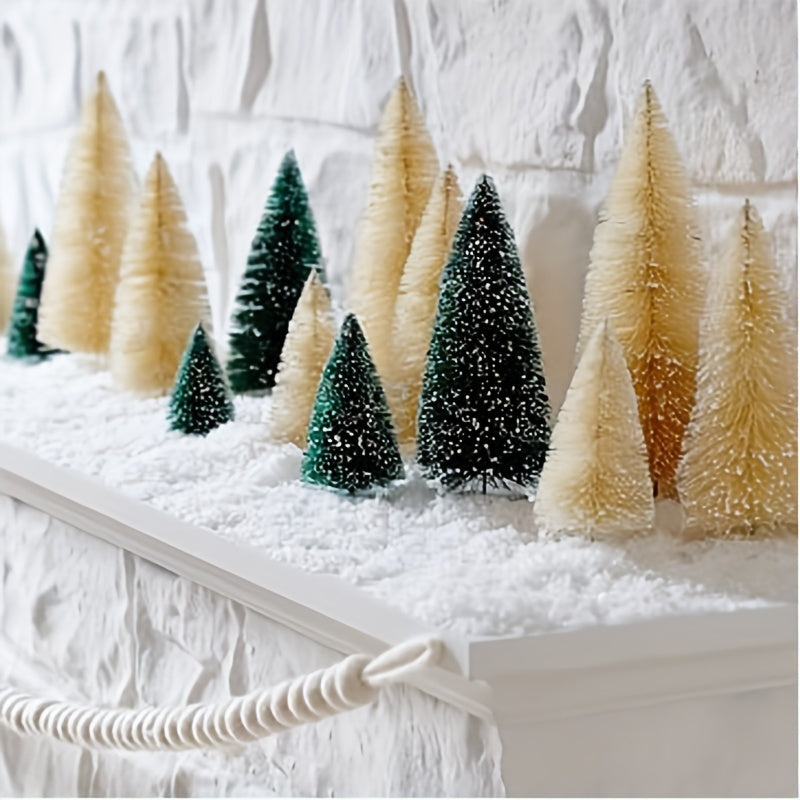 12 Mini Christmas Tree Decorations Fir and Pine for Tabletop and Home Decor