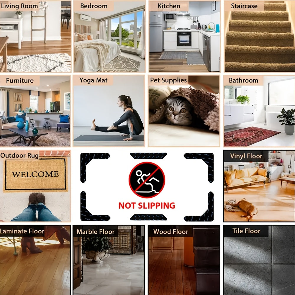 Non-Slip Carpet Grippers Set of 6 or 12 Reusable Plastic Rug Stickers for Indoor Use