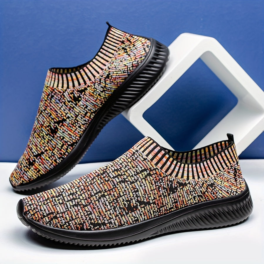 Men's Plus Size Breathable Knit Sneakers with Non-Slip EVA Sole for Casual and Outdoor Wear