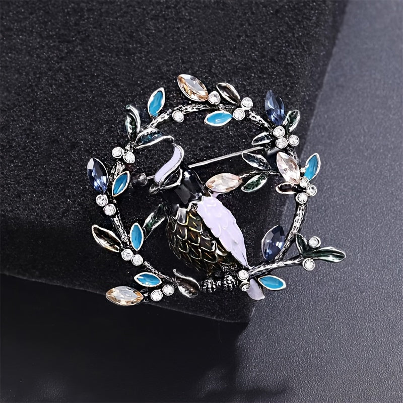 Vintage Style Bird Brooch Rhinestones Alloy Enamel Fashion Accessory for Dresses