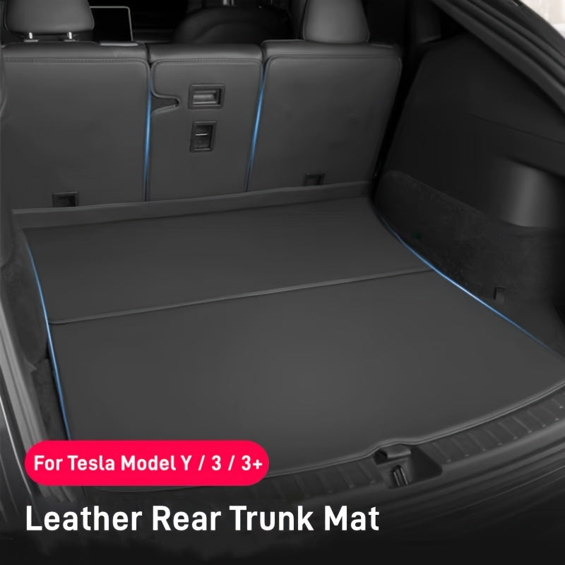 Alfombrilla de cuero sintético para maletero trasero para Tesla Model Y/3, revestimiento de carga para todo el clima